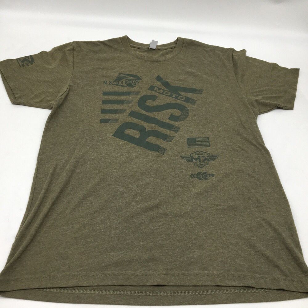 Risk Racing Moto T-Shirt Green Sz Large Motorcycle Motocross